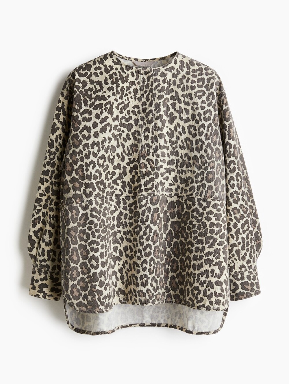 H&M Leopard Print Long Sleeve Peplum Jacket - Brown/Black